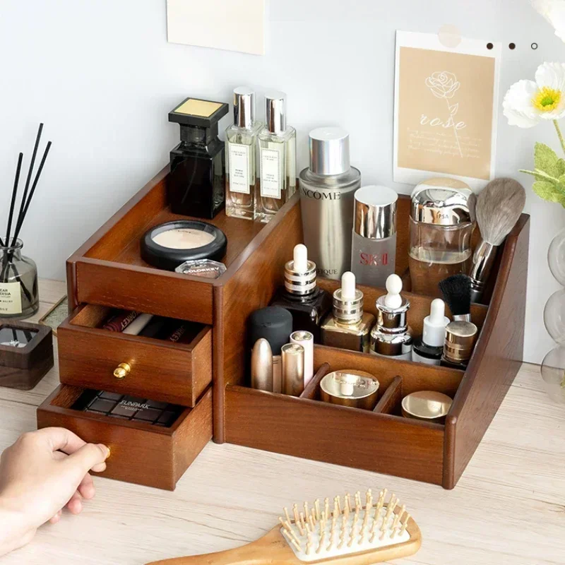 Luxury Skincare Mask - Organisateur de maquillage Texture bois clair,